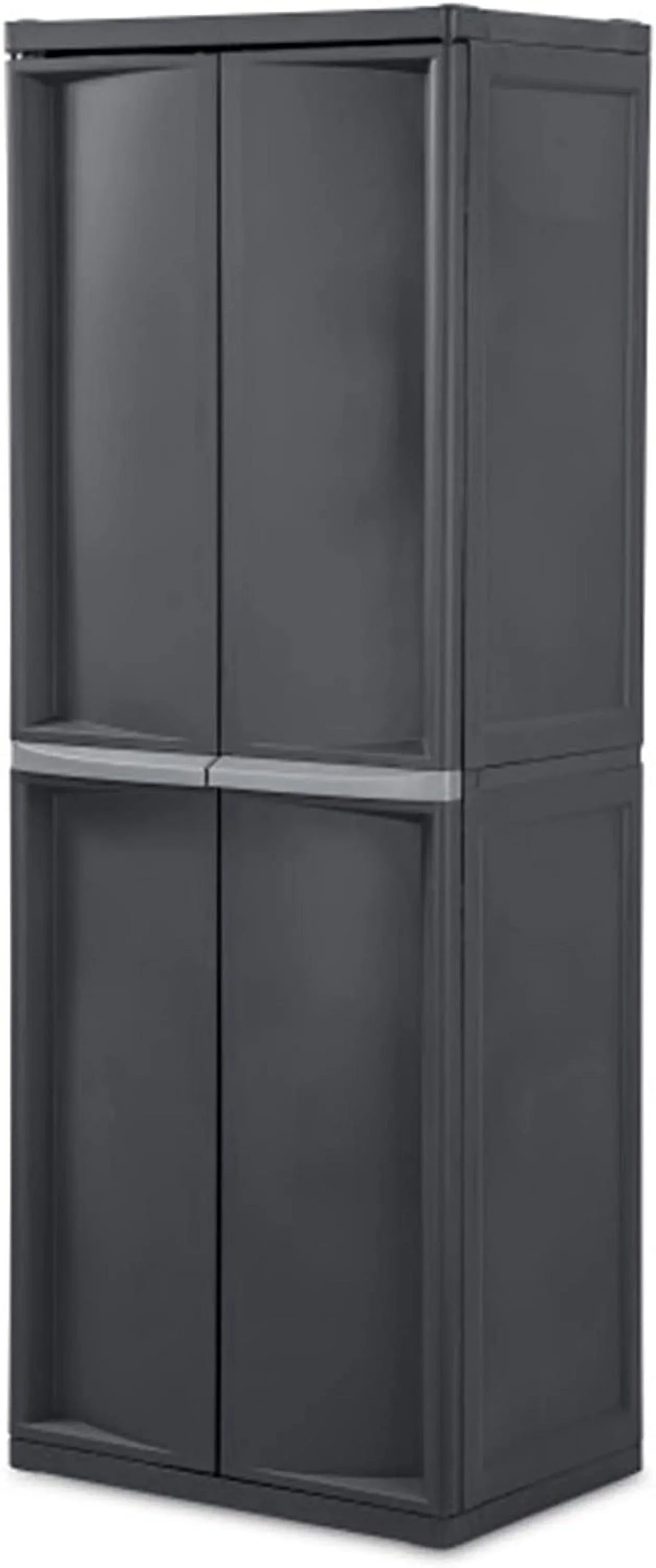 HOZO 4 Shelf Cabinet, Heavy Duty and Easy to Assemble Plastic Storage Unit, Organize Bins in the Garage, Basement, Attic, Mudroom, Gray, 1-Pack