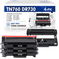 TN-760 Toner Cartridge and DR-730 Drum Unit Set appropriate for Brother DCP-L2550DW HL-L2350DW MFC-L2710DW MFC-L2690DW Printer (3x TN760 Toner, 1x DR730 Drum Unit )