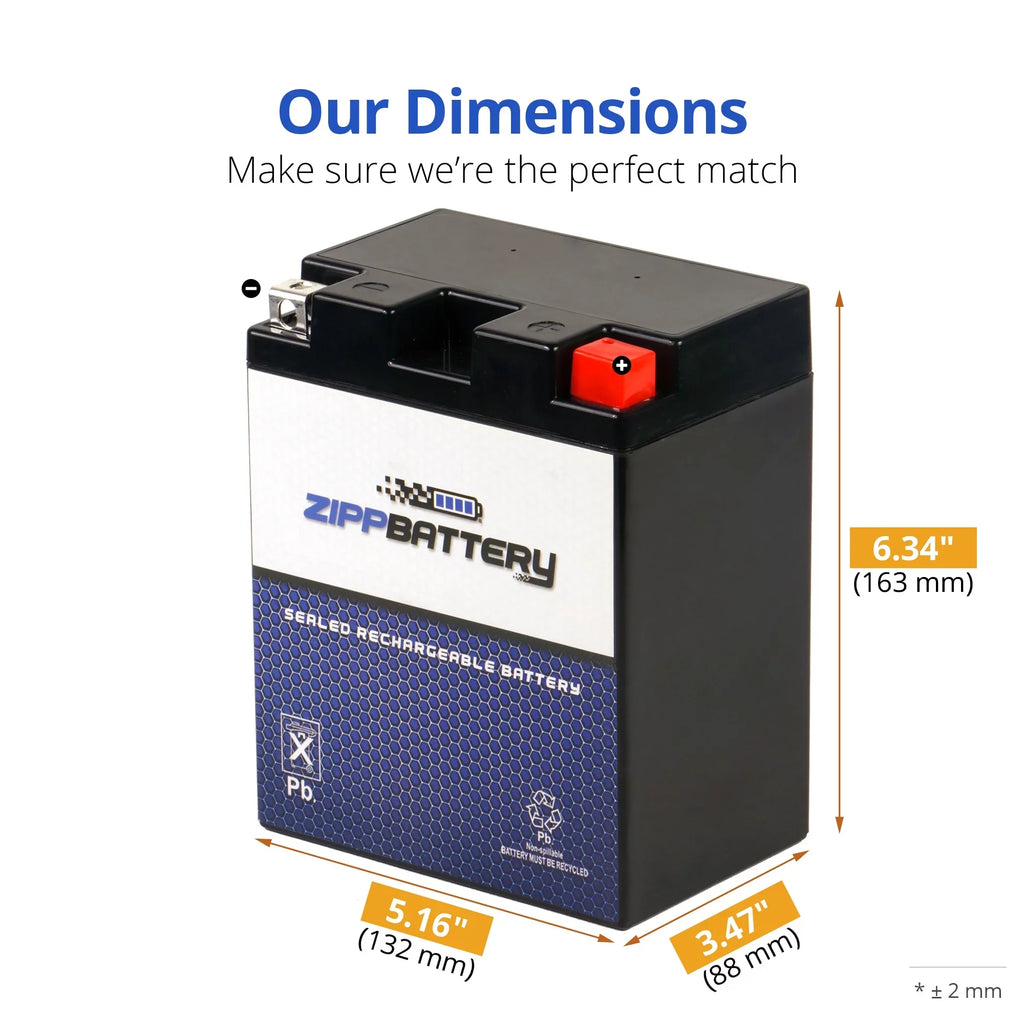 Zipp Battery YTX14AHL-BS (14AHL-BS 12 Volt,12 Ah, 210 CCA) Snowmobile Battery for Arctic Cat Jag Jag Dlx 1992