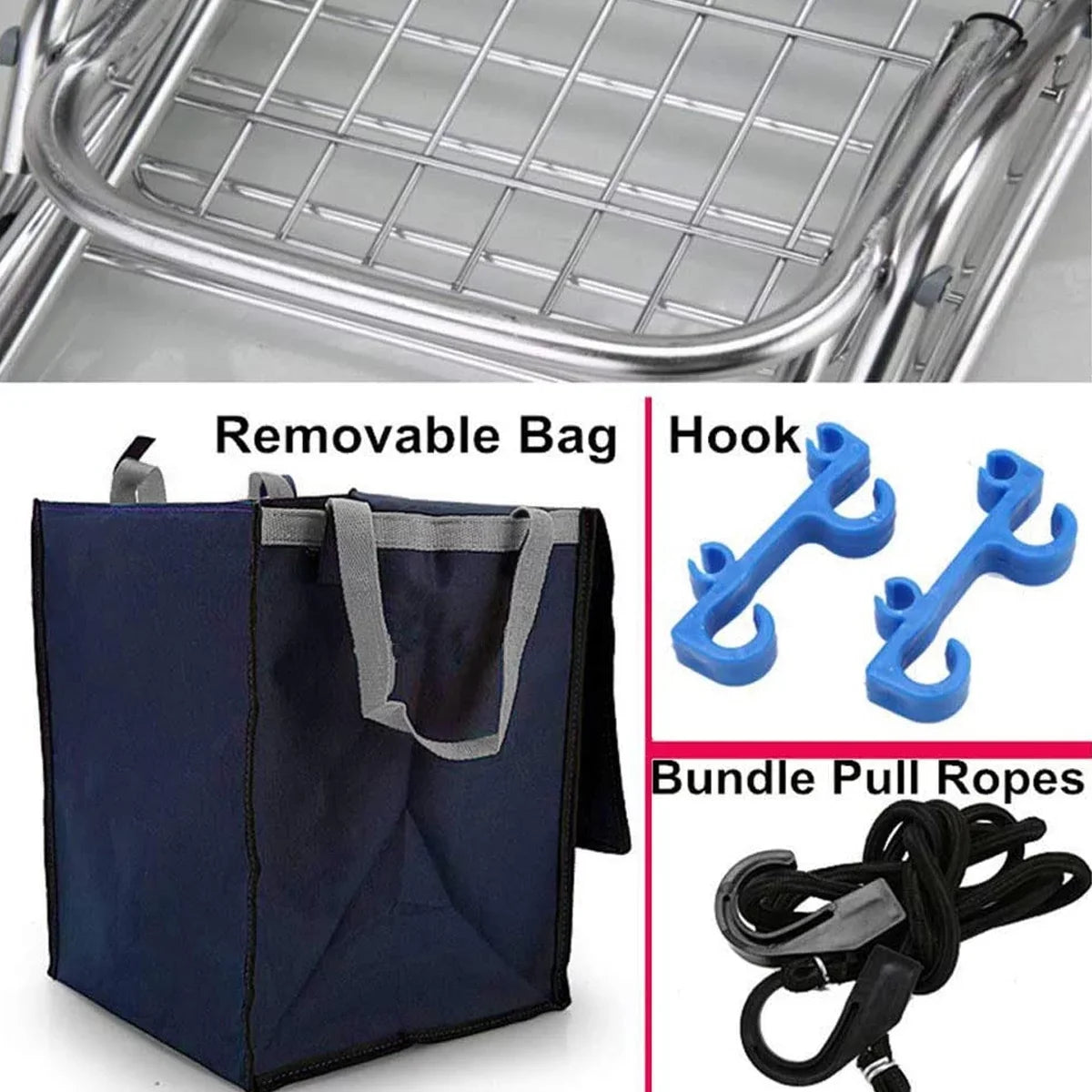 Ealing Large Shopping Trolley Folding 8 Wheel Shopping Cart Stair Climbing Trolley Utility Trolley with Aluminium Alloy Frame Durable Removable Waterproof Bag