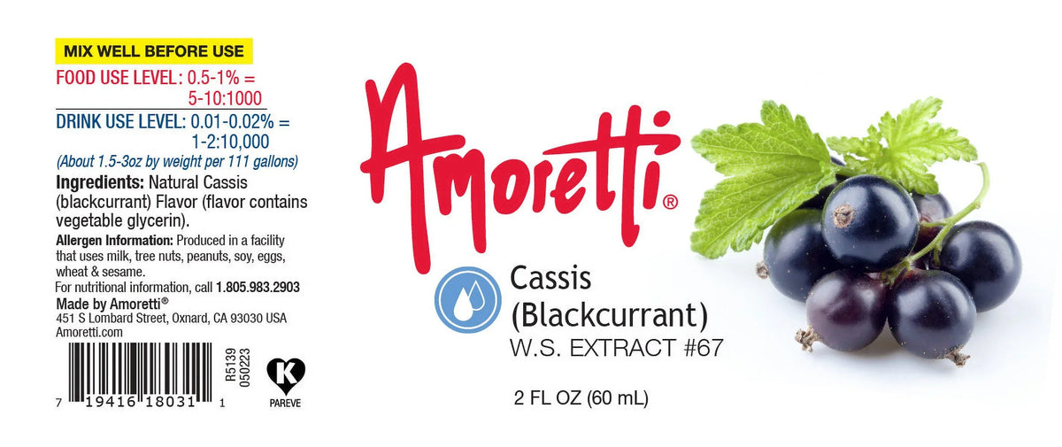 Amoretti - Cassis (Blackcurrant) Extract liquid Soluble 2 oz - Highly Concentrated & Perfect For Pastry, Savory, Brewing, and more, Preservative Free, Vegan, Kosher Pareve, Keto Friendly