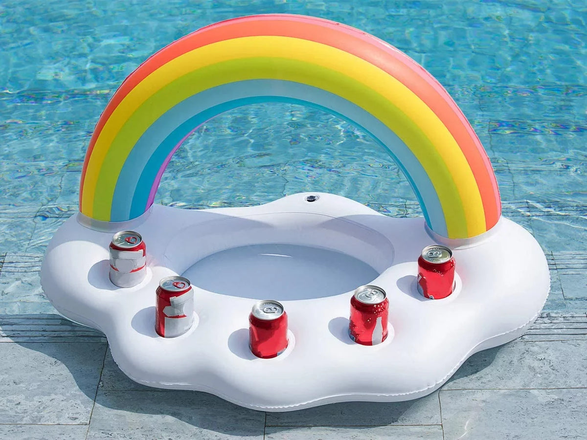 Creative Pool Float Party Accessori liquid Inflatable Rainbow Cloud Drink Holder Pool Floats Toy