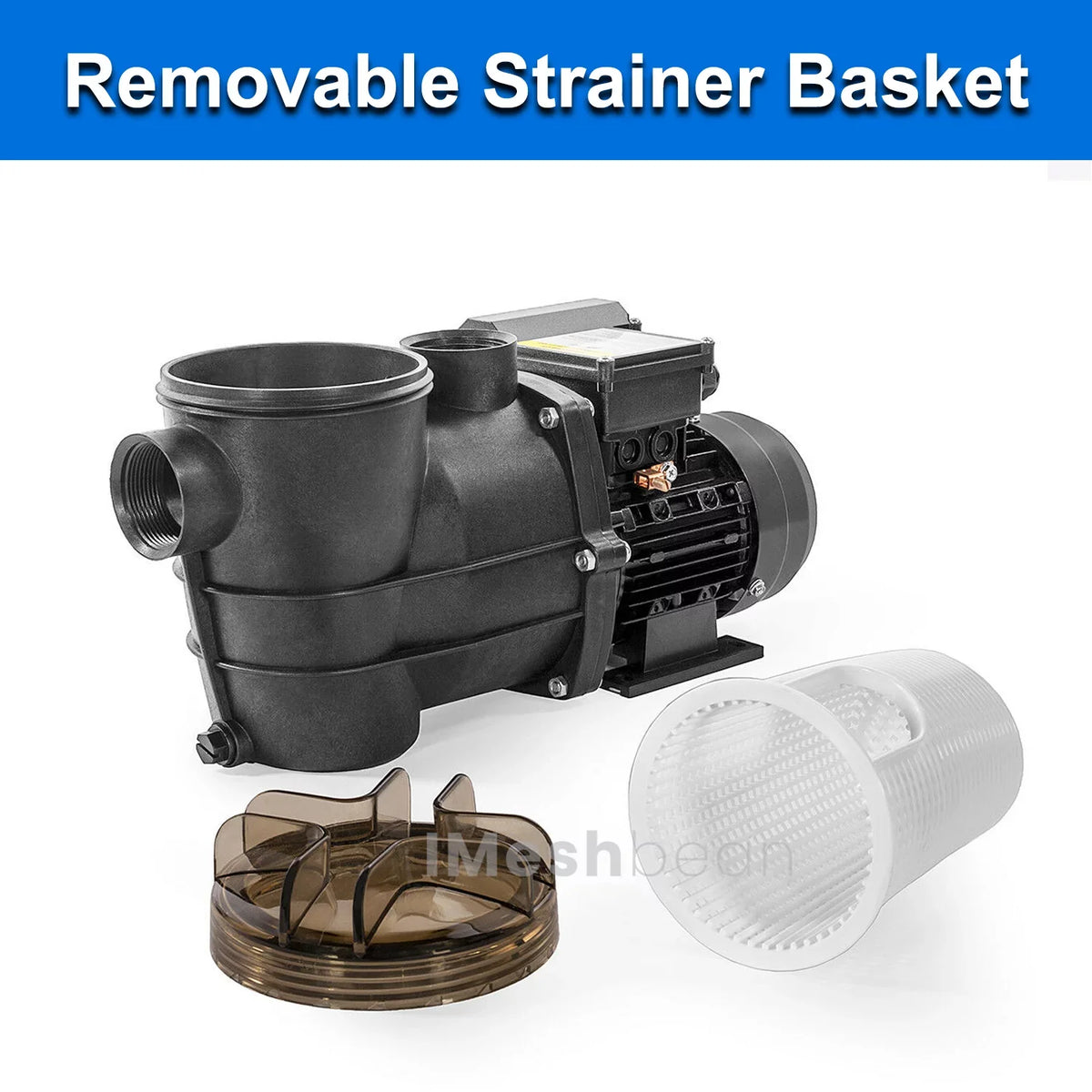 iMeshbean Above Ground Swimming Pool Pump, 3/4HP Motor 110V, 2760GPH, Head Max 38FT, for Above Ground Swimming Pool and Inground Pool aqua Circulation, w/ Strainer Basket