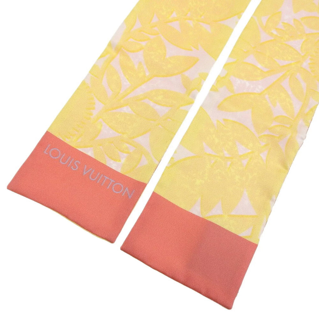 Pre-Owned Louis Vuitton LOUIS VUITTON Bandeau Tropical Flower Scarf Silk Pink Yellow M75272 (Good)