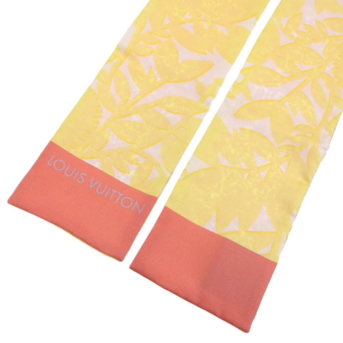 Pre-Owned Louis Vuitton LOUIS VUITTON Bandeau Tropical Flower Scarf Silk Pink Yellow M75272 (Good)