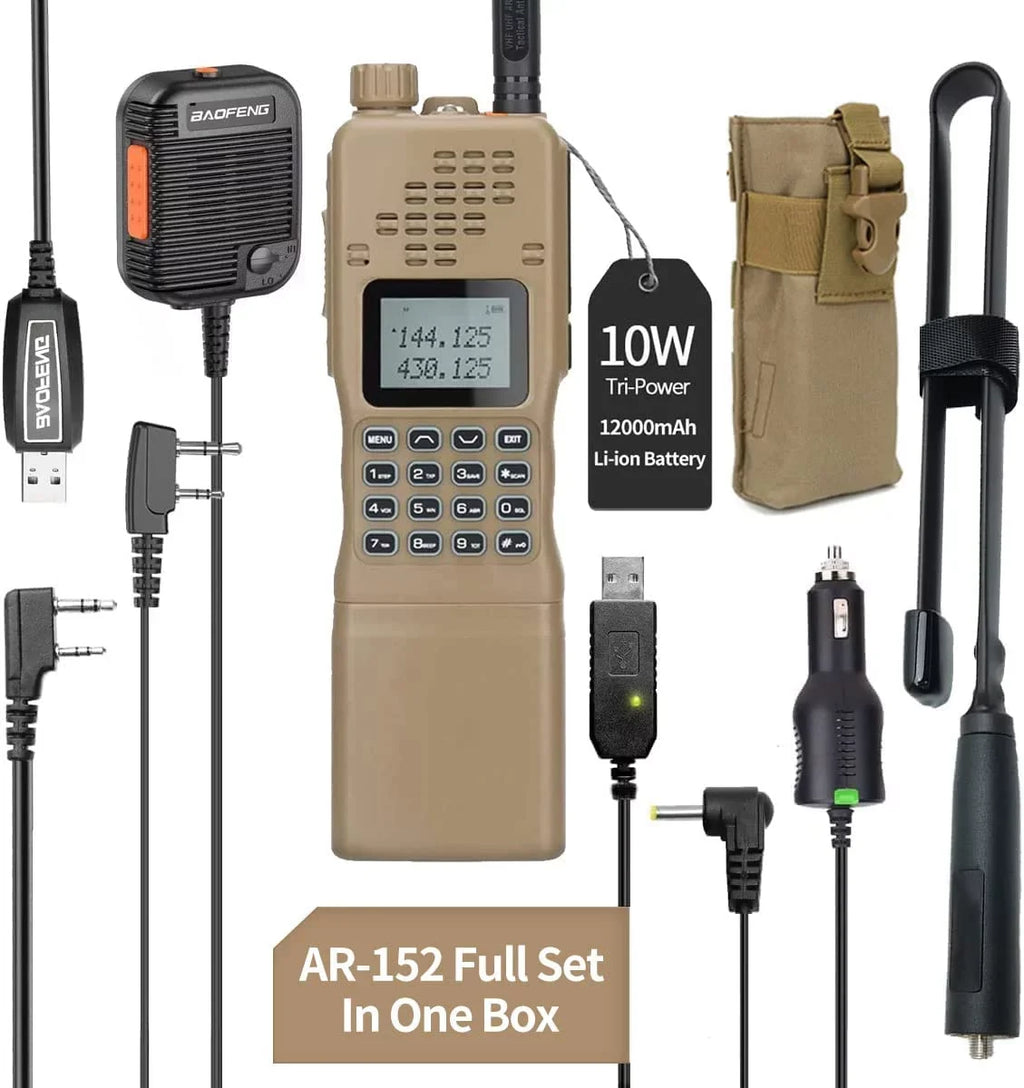 AR-152 10W Ham Radio Military Grade Two Way Radio for Adults,Long Range Rechargeable Tactical Radio with Speaker Mic and Tactical Antenna Full  Accessories Walkie Talkies