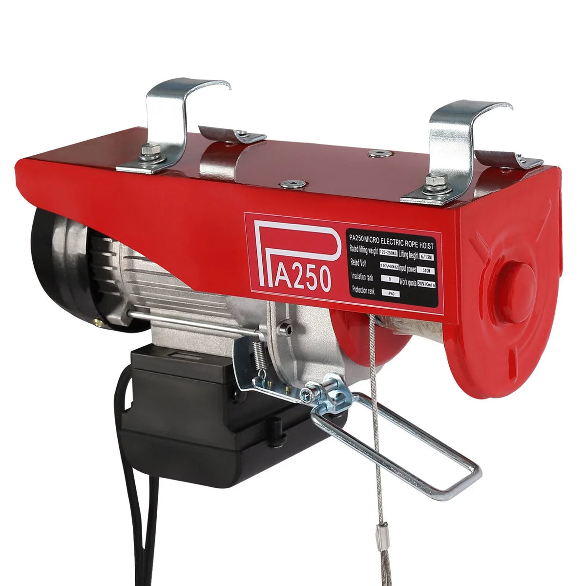 550LBS Electric Hoist Crane Winch Garage Lift Pure Copper Motor + Remote Control for Factories, Docks, Warehouses, Logistics