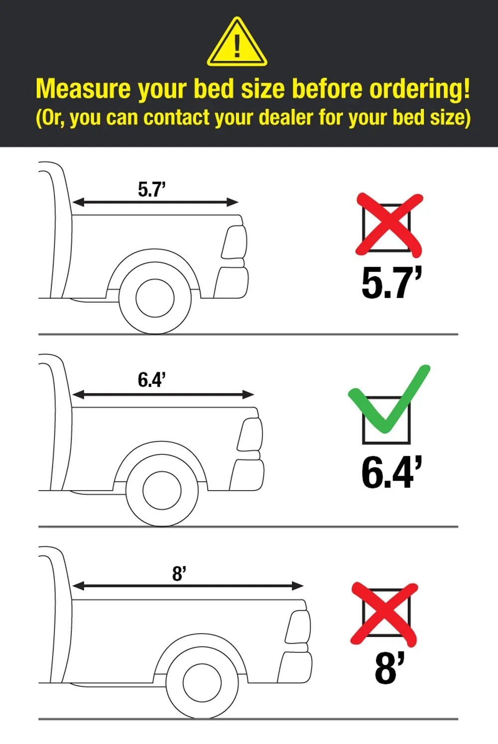 MaxMate Soft Quad-fold Truck Bed Tonneau protector appropriate with 2002-2018 Dodge Ram 1500; 2003-2023 2500 3500; 2019-2023 Classic | 6'4" (76") Bed | TCD484011