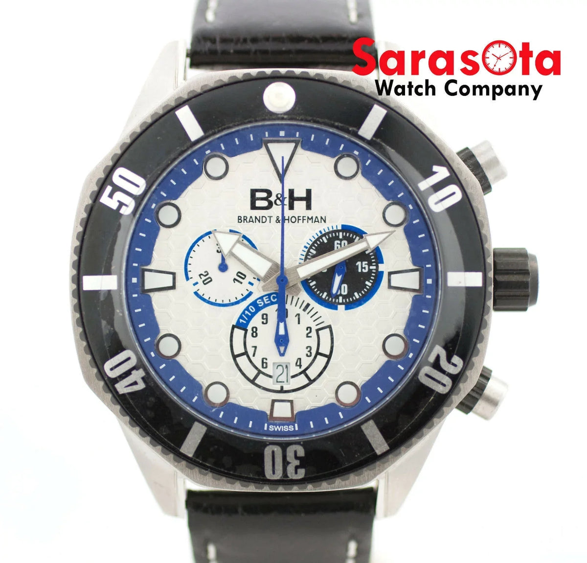 B&amp;H Brandt &amp; Hoffman 14060 Dunbar Chronograph Swiss Quartz Leather Men's Watch