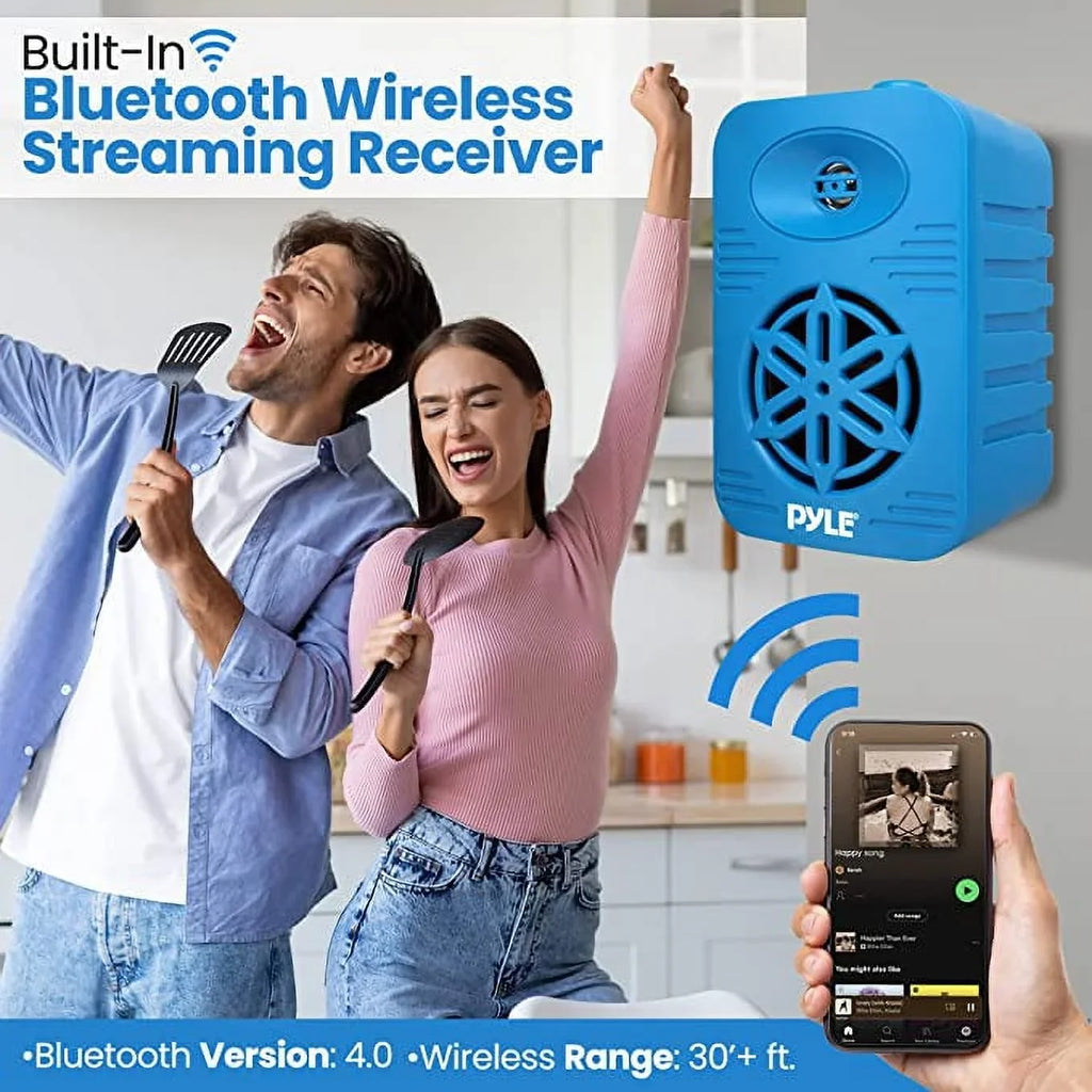 PyleUsa Bluetooth Indoor Outdoor Speakers Pair-500 Watt Dual Waterproof 5.25” 2-Way Full Range Speaker System w/ 1/2” High Compliance Polymer Tweeter-Home, craft, Marine,Deck,Patio,Poolside PDWRBT56BL