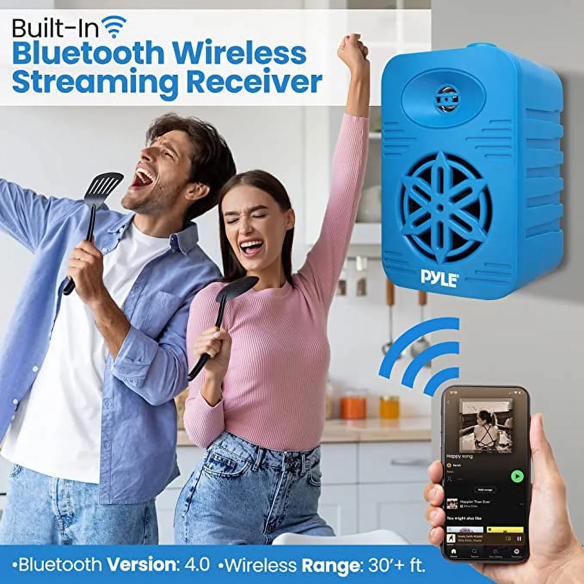 PyleUsa Bluetooth Indoor Outdoor Speakers Pair-500 Watt Dual Waterproof 5.25” 2-Way Full Range Speaker System w/ 1/2” High Compliance Polymer Tweeter-Home, craft, Marine,Deck,Patio,Poolside PDWRBT56BL