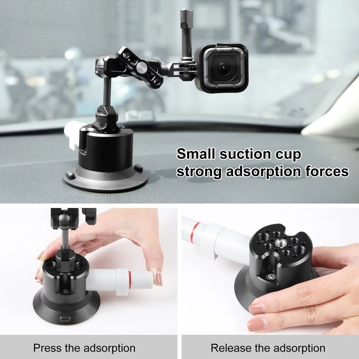 Anself Suction Cup Mount for Camera, Car Bracket Dual 360° Ballheads Replacement, appropriate with 11/10/9/8, Osmo 3/2
