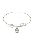 Peter Claver in Sterling Silver. 8 inch Round Double Loop Bangle Bracelet w/ St