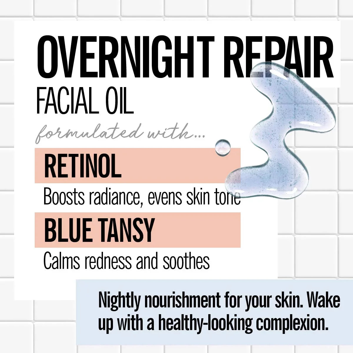 Valjean Labs Overnight Repair Facial Oil  Retinol and Blue Tansy - Helps to Even Skintone, Calm and Soothe Redness - Cruelty Free, Vegan(1.83 oz)