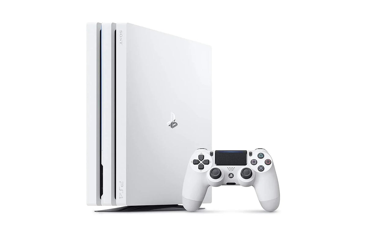 PlayStation 4 Pro 1TB Gaming Console Glacier White HDMI Cable With BOLT AXTION Cleaning Kit Bundle Like New
