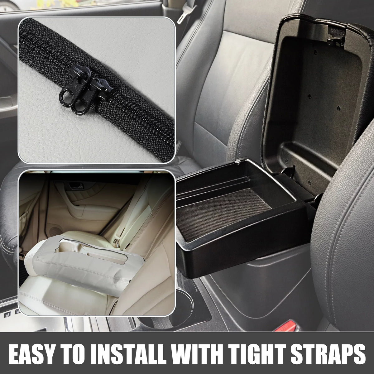 Center Console protector Pad Waterproof for Chevy Silverado 1500 1500HD 2007-2014 Faux Leather Gray