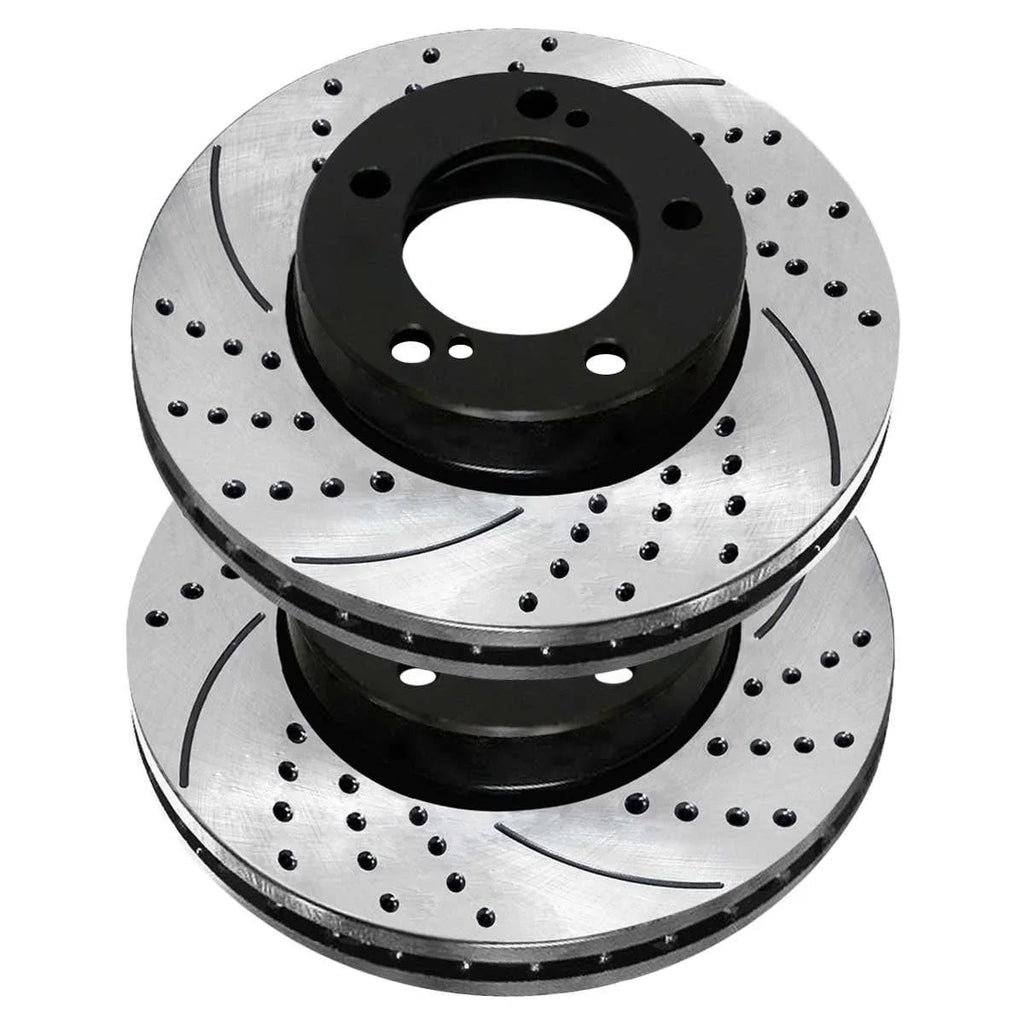 AutoShack Front Drilled Slotted Brake Rotors Black Pair of 2 Driver and Passenger Side Replacement for 2007-2021  Tundra 2008-2022 Sequoia 2016-2021 Land Cruiser 2016-2021 Lexus LX570 PR41484LR