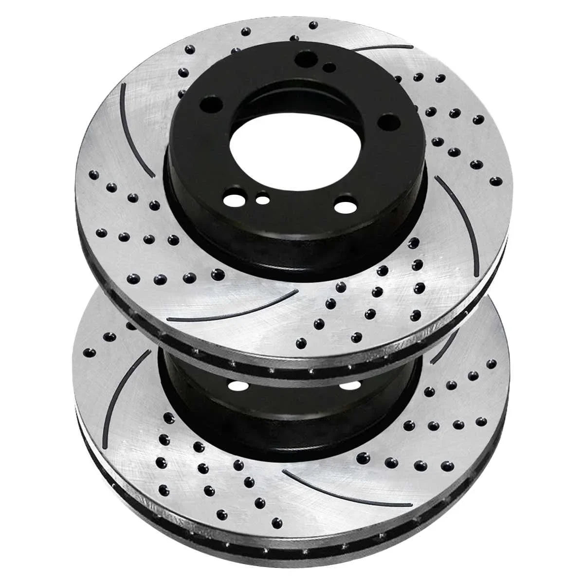 AutoShack Front Drilled Slotted Brake Rotors Black Pair of 2 Driver and Passenger Side Replacement for 2007-2021  Tundra 2008-2022 Sequoia 2016-2021 Land Cruiser 2016-2021 Lexus LX570 PR41484LR