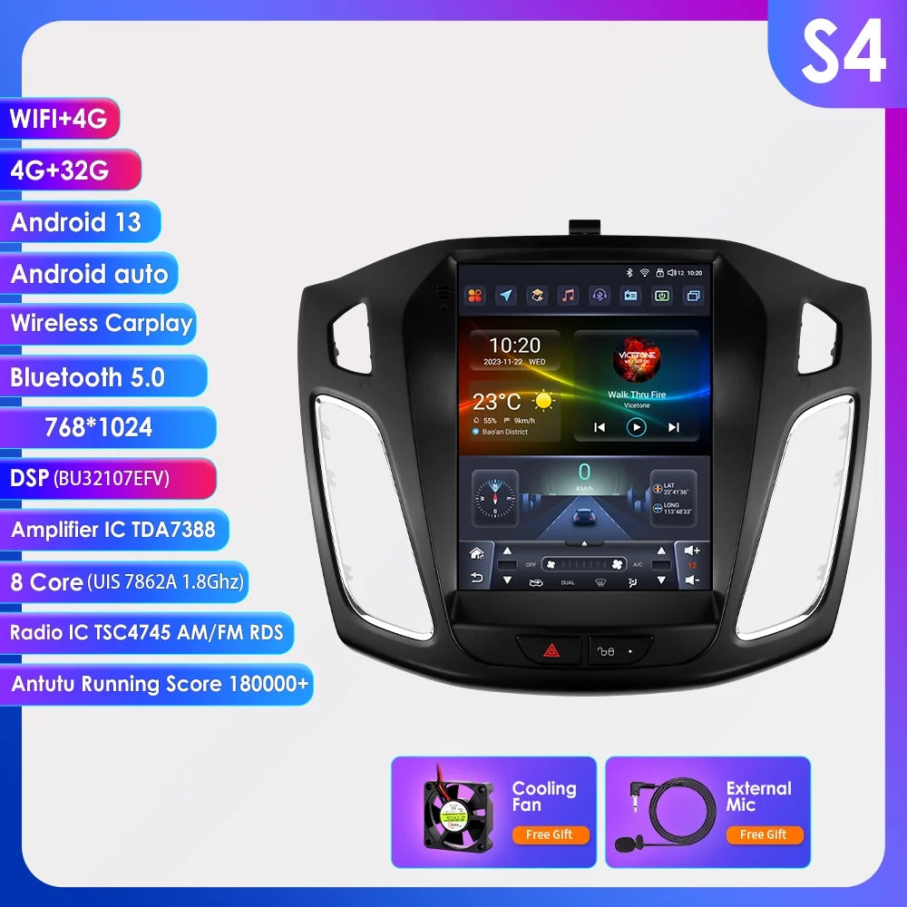 Carplay Android 13.0 Wifi Bluetooth 4+32GB RDS 9.7" Car Stereo Radio Head Unit GPS Navigation Player For  Focus 2011 2012 2013 2014 2015 2016 2017 2018 2019