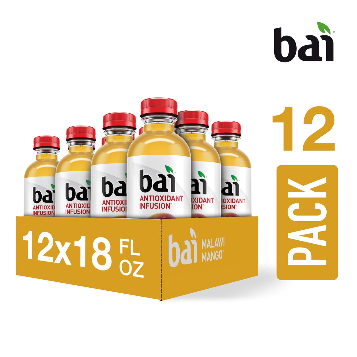 Bai Gluten-Free, Malawi Mango, Antioxidant Infused Drink, 18 Fl Oz, 12 Pack Bottles