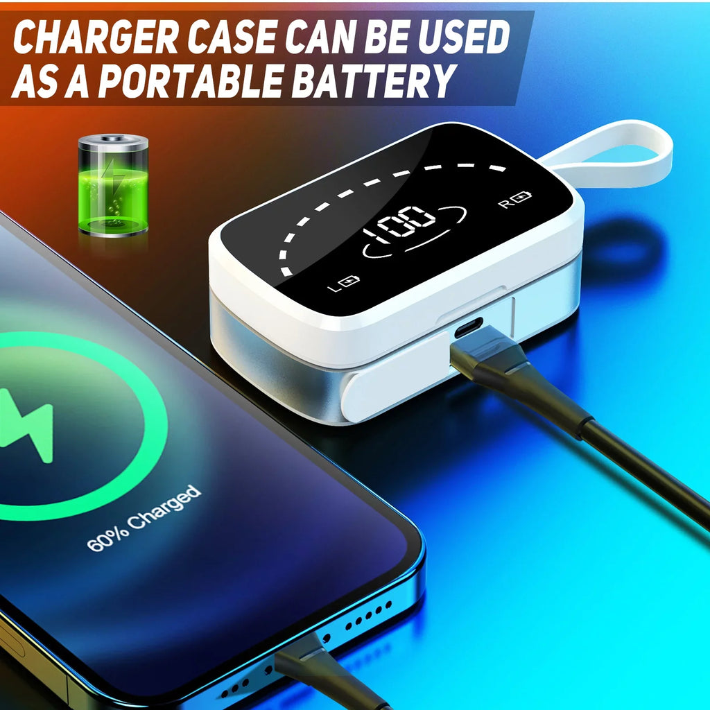 K2 Wireless Earbuds Bluetooth Sport Headphones Premium Fidelity Sound premium Charging Case Digital LED Intelligence Display Earphones Built-in Mic Headset for Allview X3 Soul Pro
