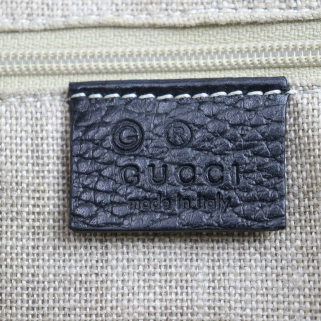 Pre-Owned GUCCI Gucci Interlocking G Handbag 449651 Leather Black Gold Hardware 2WAY Tote Bag Shoulder (Good)