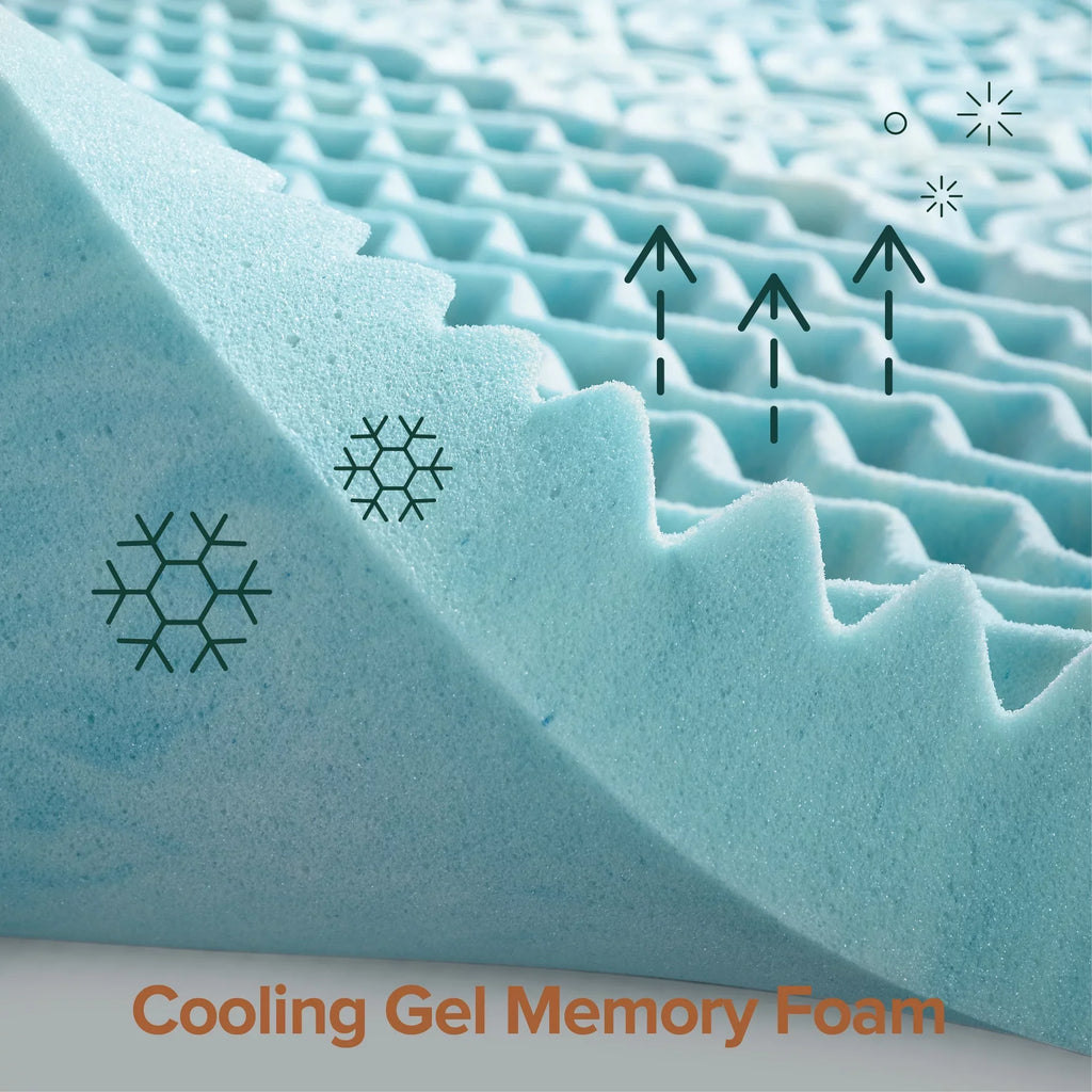 Spa Sensations by Zinus 2" Green Tea Cooling Gel Memory Foam Zoned Support Mattress Topper, Full