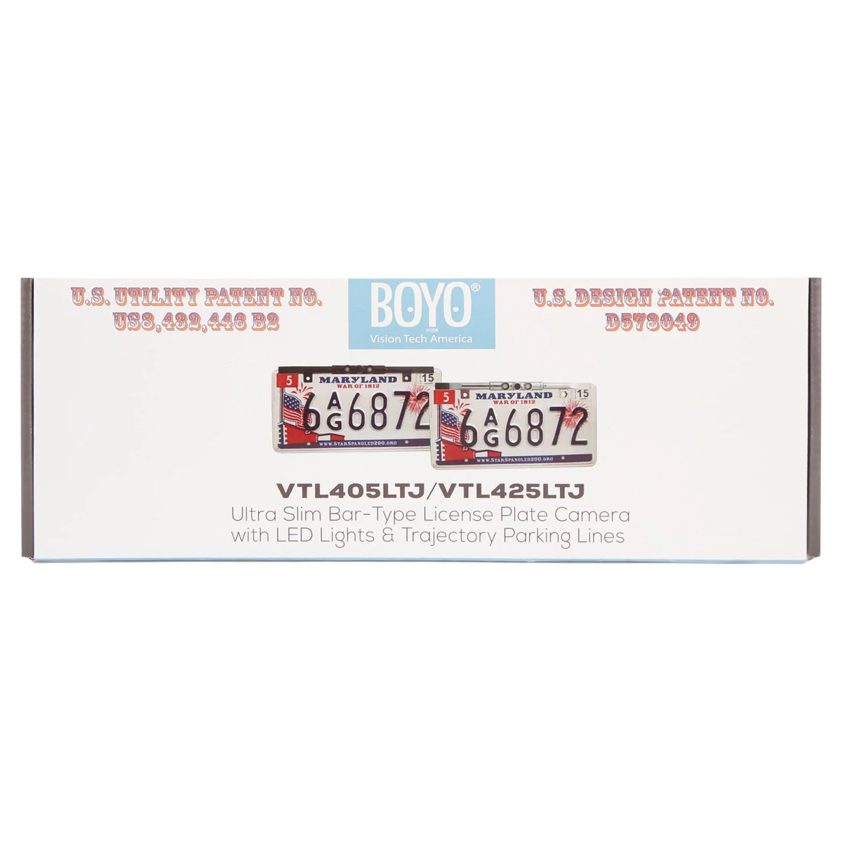 BOYO VTL405LTJ - Ultra Slim Bar-Type License Plate Backup Camera with Active Parking Lines and LED Lights (Chrome)