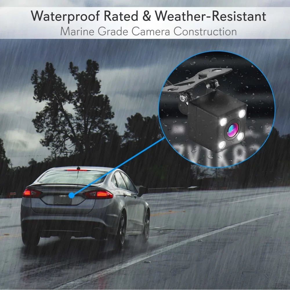 Pyle PLCM4567 - HD 1080p Touchscreen Vehicle Dual DVR Dash Cam - Camera & Monitor System with Waterproof Backup Cam, Night Vision, 4.3’’ Display