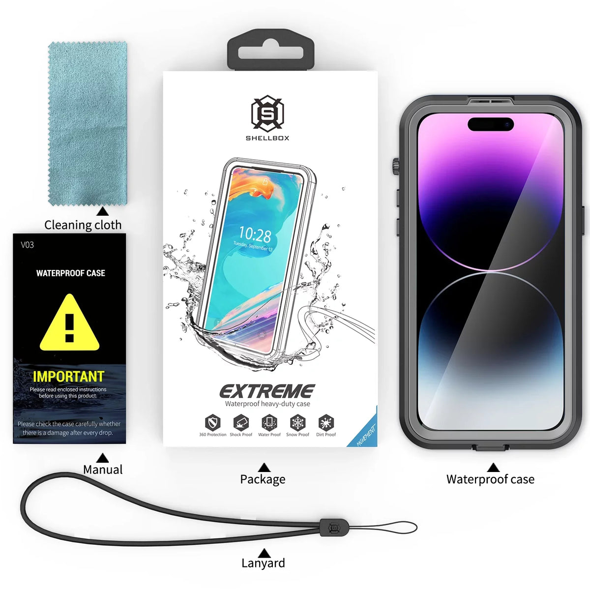 for iPhone 14 Pro 6.1" Case Waterproof, Built-in 6H Screen Protector [Real 360][IP68 Underwater][14FT Military Dropproof][Dustproof][matching with MagSafe] for iPhone 14 Pro - Black
