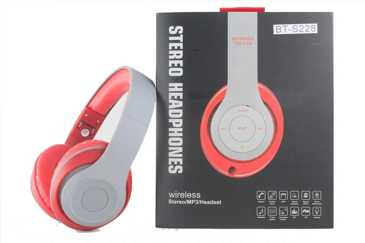 Over-the-Head Stereo Wireless Headsets for  Galaxy A70, A50, A40, A30, A10, BLU C5L, CAT S48c, B35 (Red)