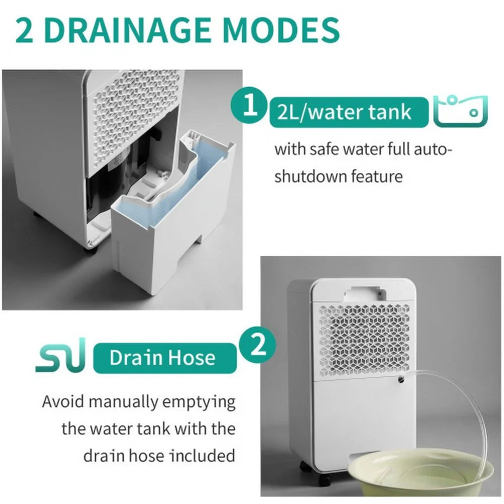 Dehumidifier with 2L aqua Tank, Auto or Manual Drain, 30 Pint Dehumidifier for Medium to Large Rooms and Basements. Ft. Churanty 3,000 Sq