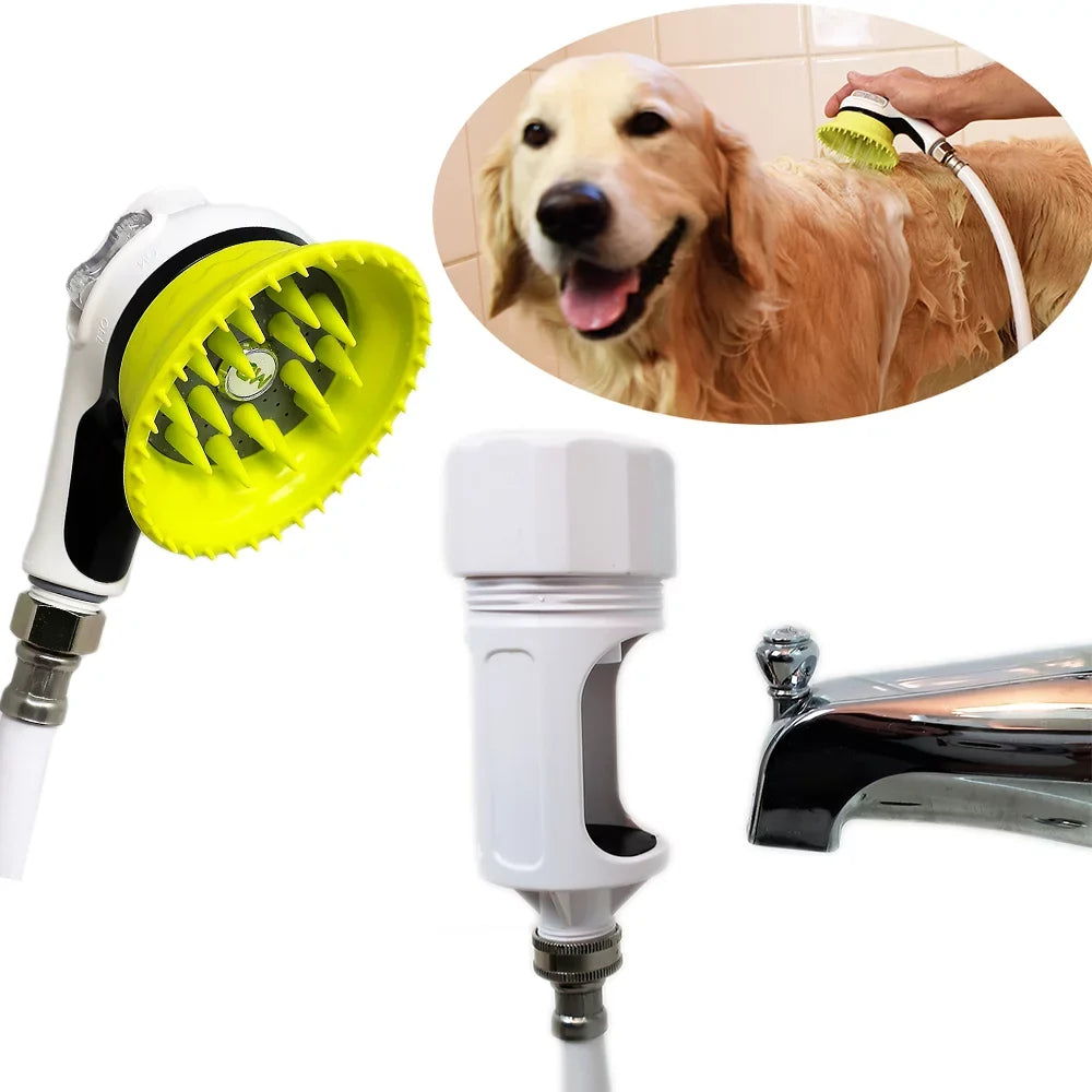 For Bathtub Spouts with Front Pullup Lever Only.. Wondurdog Bathtub Spout and Garden Hose Dog Wash Kit with Splash Shield and Rubber Scrubbing Teeth