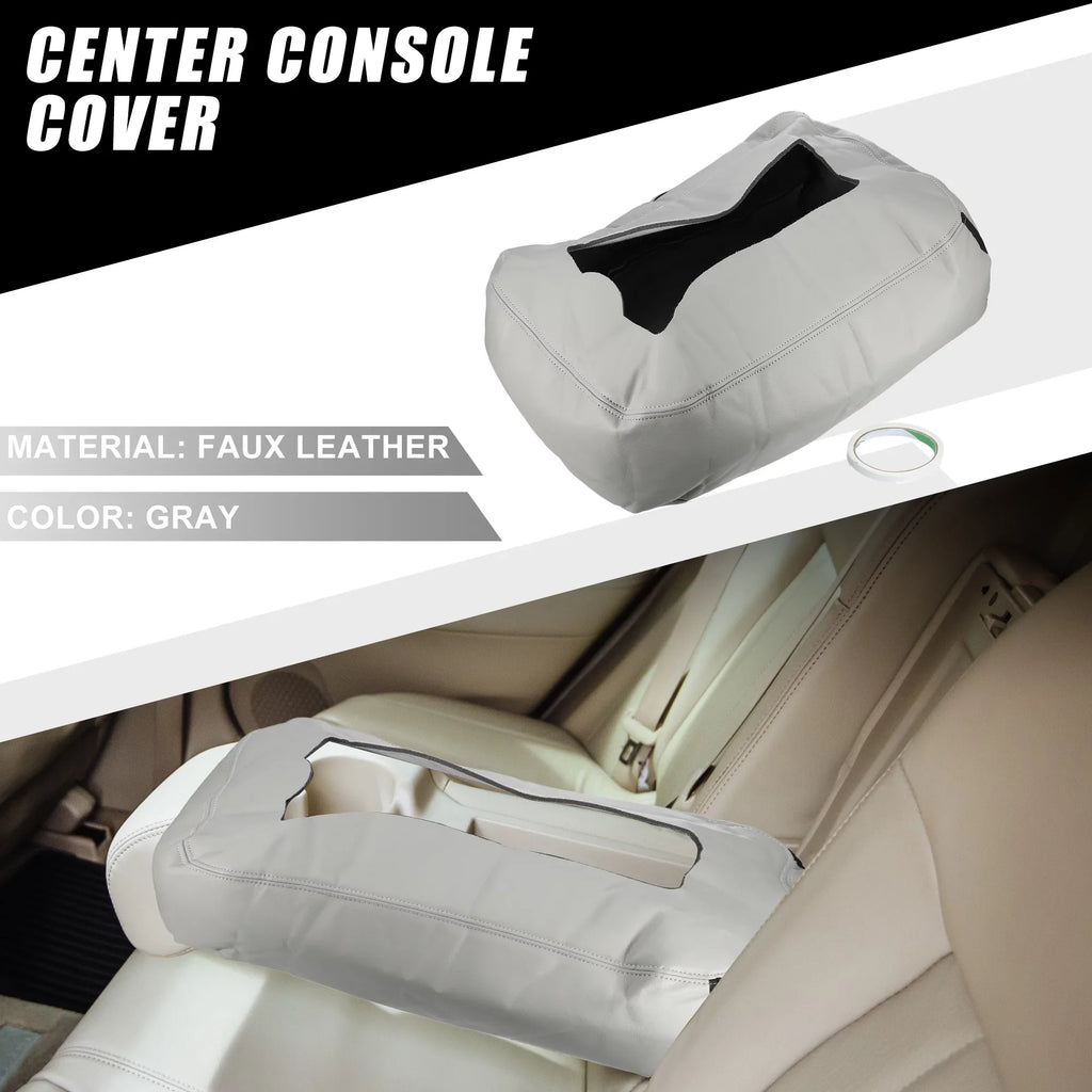 Center Console protector Pad Waterproof for Chevy Silverado 1500 1500HD 2007-2014 Faux Leather Gray