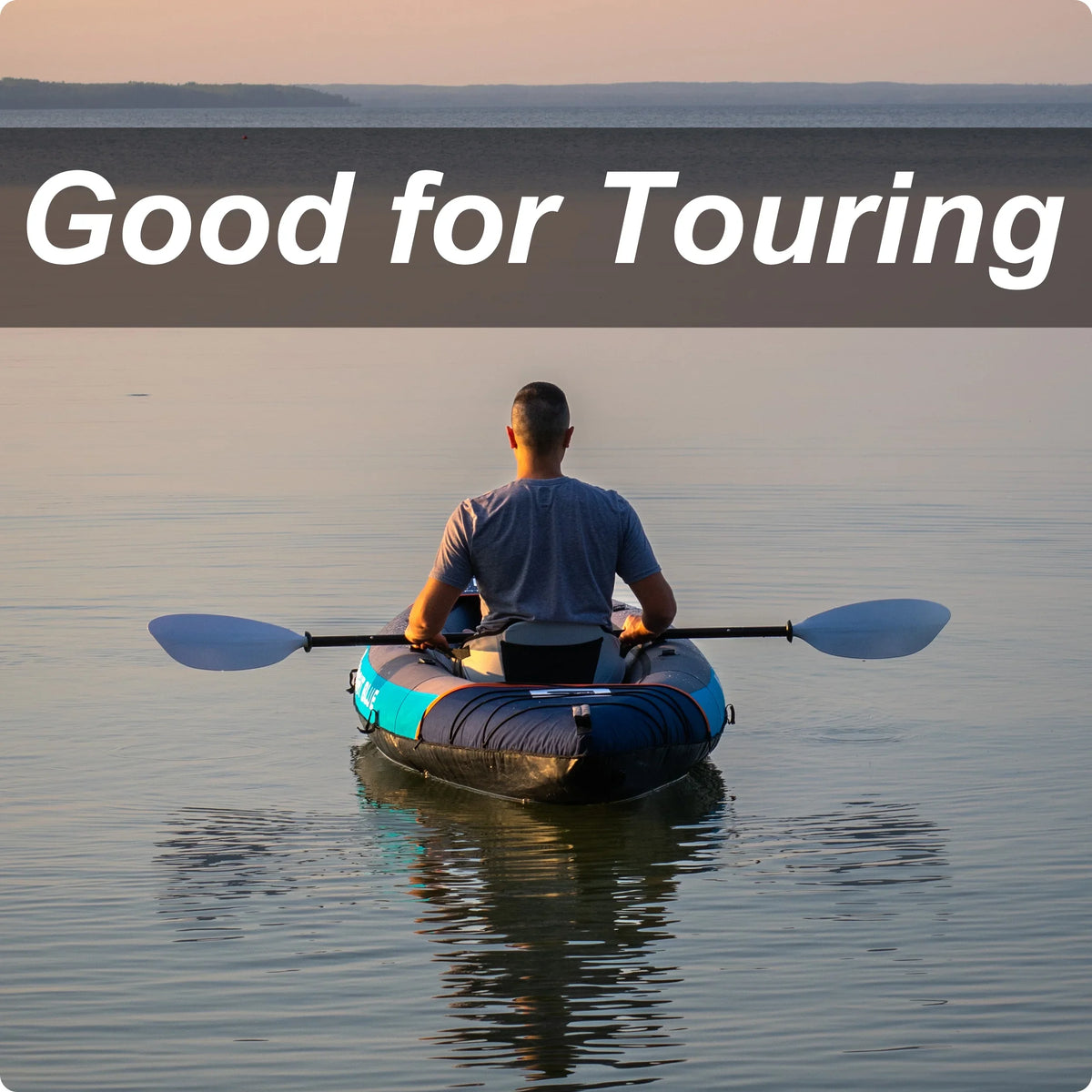 BRIGHT BLUE Inflatable Touring White aqua Paddling Kayak 1-2 Persons sit-on with Paddles,Hand Pump,Backpack,Fins