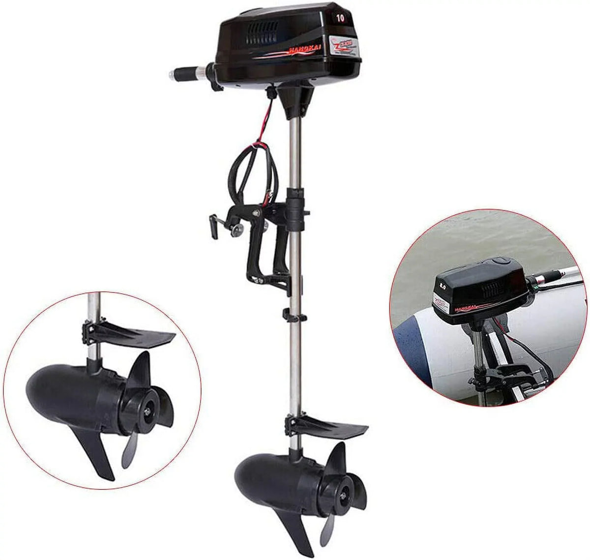 Miumaeov 10HP Electric Outboard Motor Brushless ship Engine Tiller Control Heavy Duty Outboard Trolling Motor 60V 2200W Fishing vessel Engine for Kayak Fishing vessel Canoe Trolling Propeller