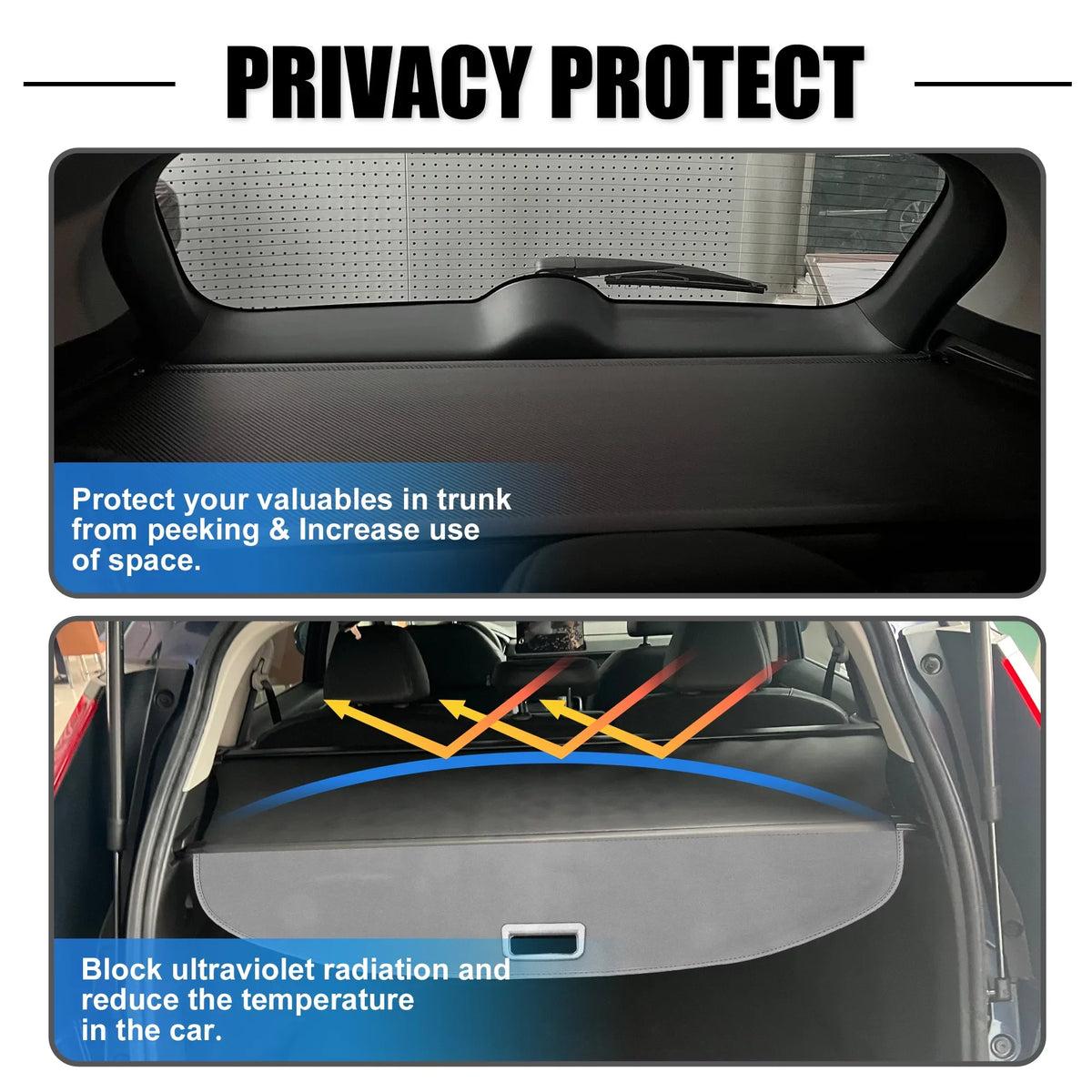 Unique Bargains Retractable Cargo shield Rear Trunk protector Shield Shade Ajustable Fit for Nissan Rogue 2021-2024 Black