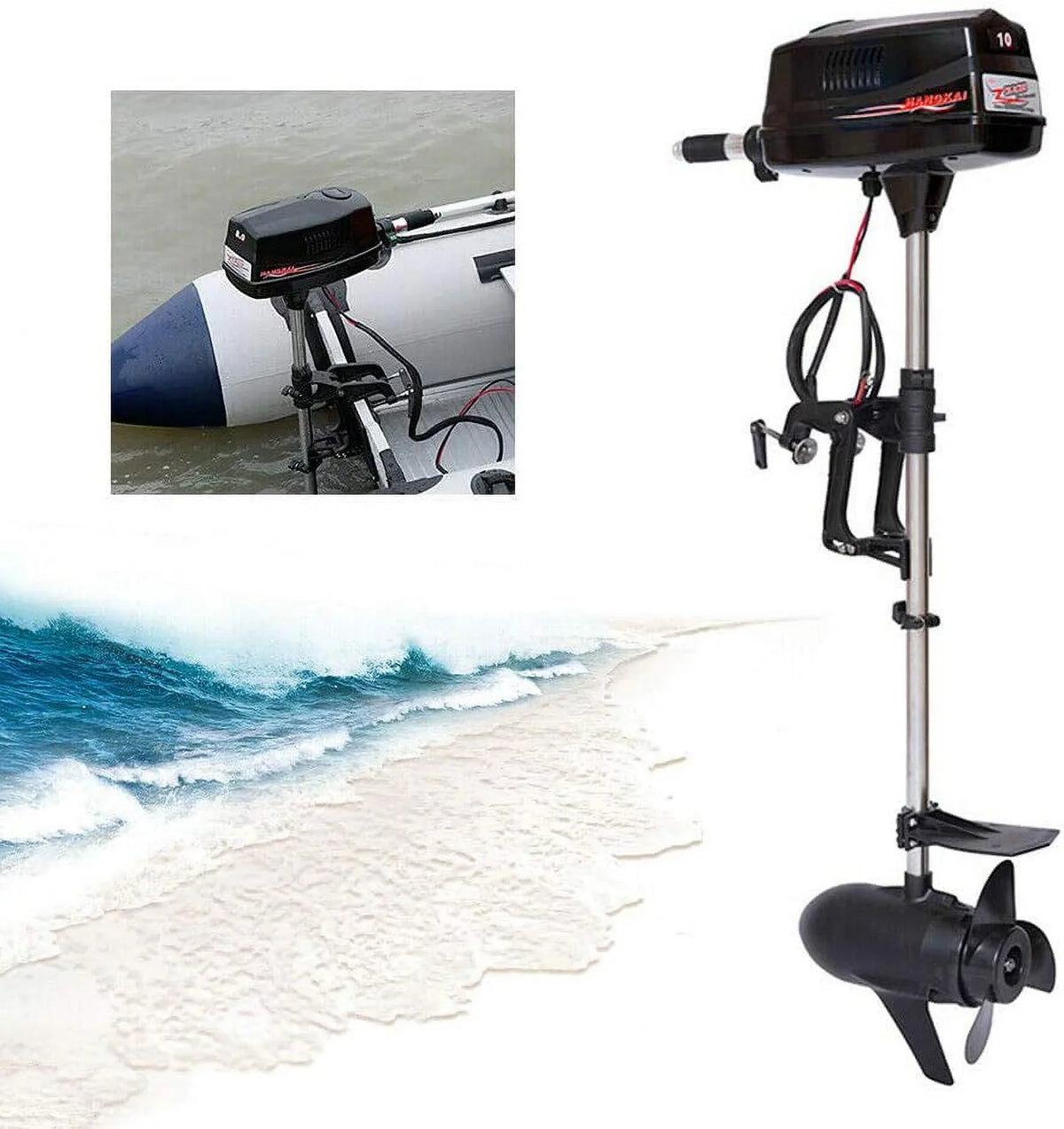 Miumaeov 10HP Electric Outboard Motor Brushless ship Engine Tiller Control Heavy Duty Outboard Trolling Motor 60V 2200W Fishing vessel Engine for Kayak Fishing vessel Canoe Trolling Propeller