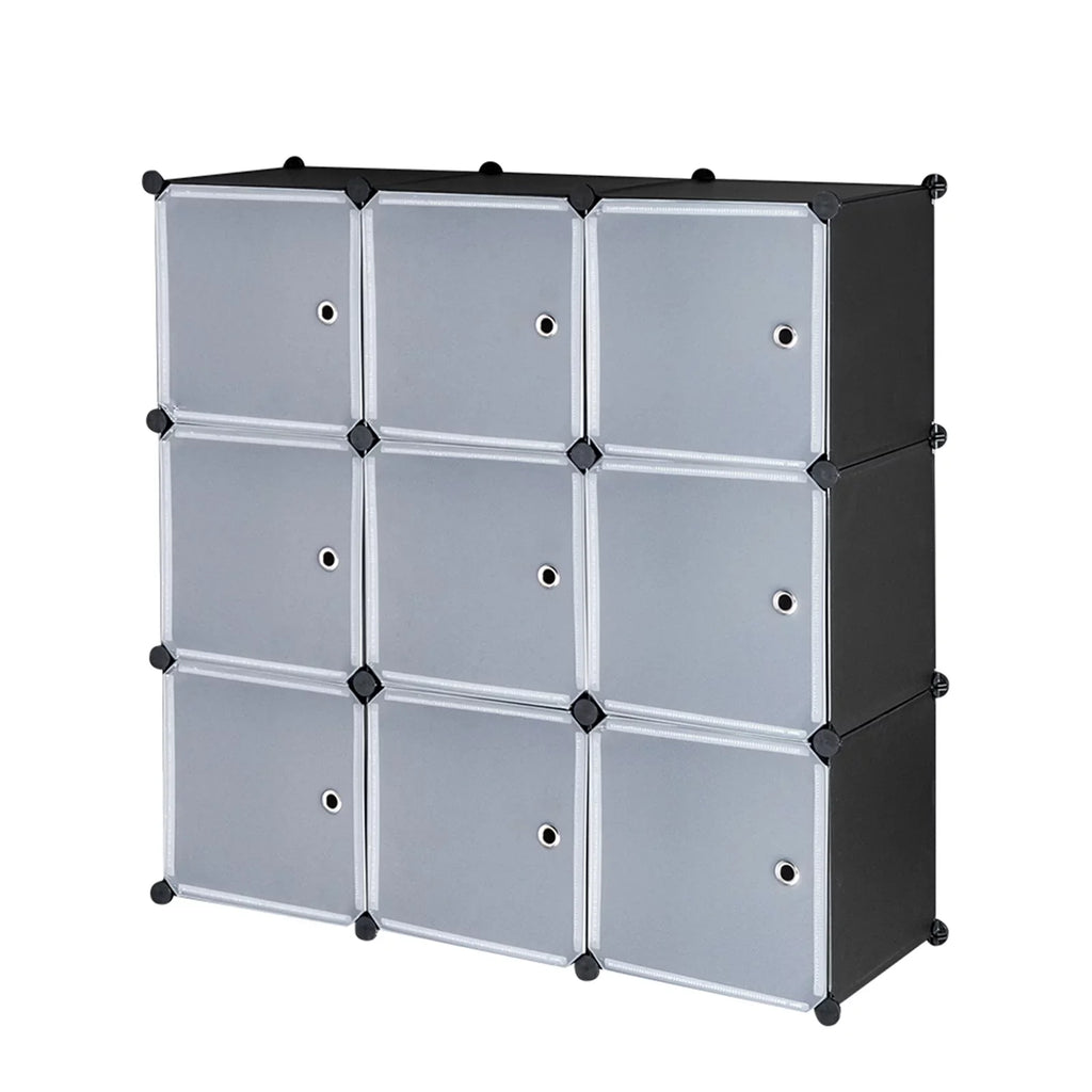 BMTBUY 9-Cube DIY Plastic Closet Cabinet, Modular Book Shelf Organizer Units, Storage Shelving with Doors