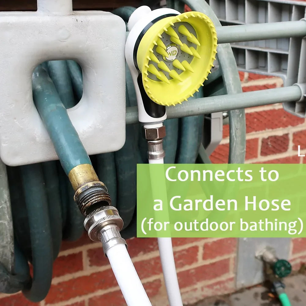 For Bathtub Spouts with Front Pullup Lever Only.. Wondurdog Bathtub Spout and Garden Hose Dog Wash Kit with Splash Shield and Rubber Scrubbing Teeth