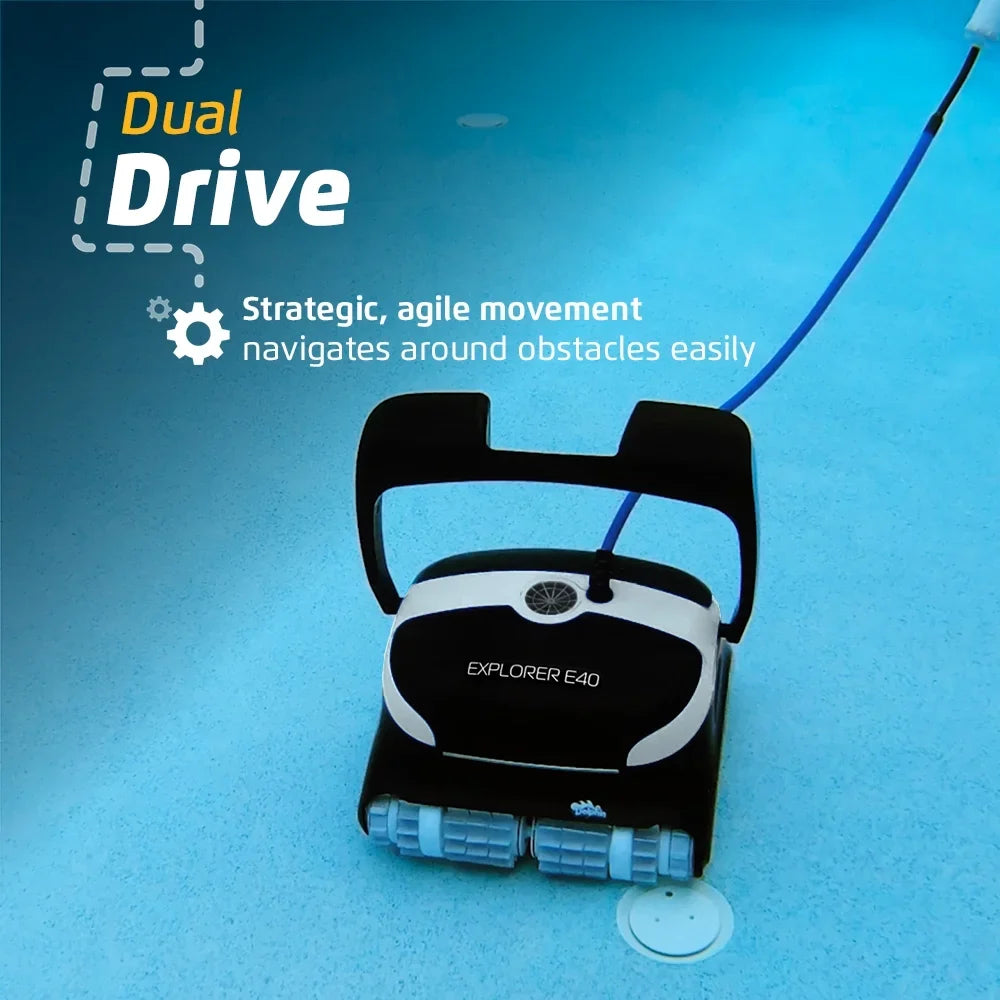 Dolphin Explorer E40 Wi-Fi Robotic Pool Vacuum Cleaner Pools up to 50 FT - Waterline Scrubber Brush