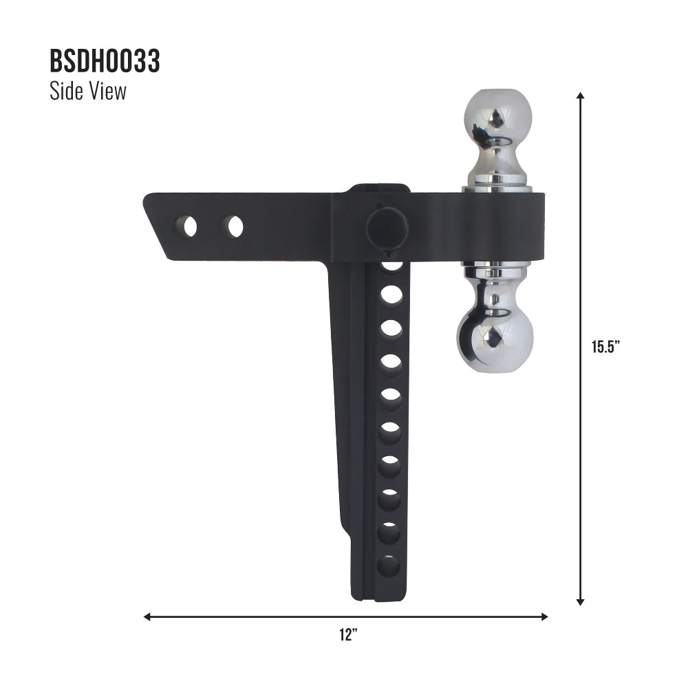 Trailer Valet Blackout Series 10K Adjustable Drop Hitch: 0-10" Drop, Reversible 2" & 2-5/16" Ball, High-Grade Aluminum with Signature Wrinkle Black Powder Coating (700-Hour Corrosion Resistance)