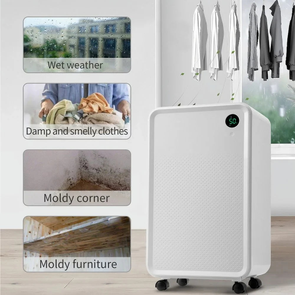 Dehumidifier with 2L aqua Tank, Auto or Manual Drain, 30 Pint Dehumidifier for Medium to Large Rooms and Basements. Ft. Churanty 3,000 Sq