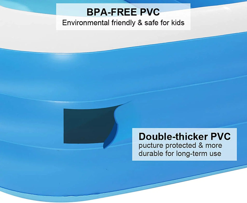 Moselota 120" x 72" x 22" Inflatable Swimming Pool - Wall Thickness 0.4mm Blue