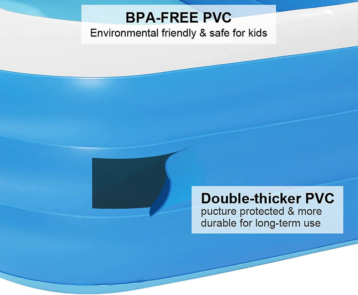 Moselota 120" x 72" x 22" Inflatable Swimming Pool - Wall Thickness 0.4mm Blue