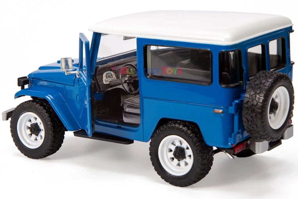 All Star Toys Exclusive  Land Cruiser FJ40 Royal Blue with Custom Off-Road Wheels 1/24 Diecast Model by Motormax 79323 FJ Cruiser J40