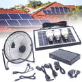 MONIPA Portable Solar Powered Panel+Fan+3x1W 12V Bulbs 8 inch Solar Powered Fan, with Adapter for Ventilation Caravan Camping Home Office Outdoor Traveling Fishing