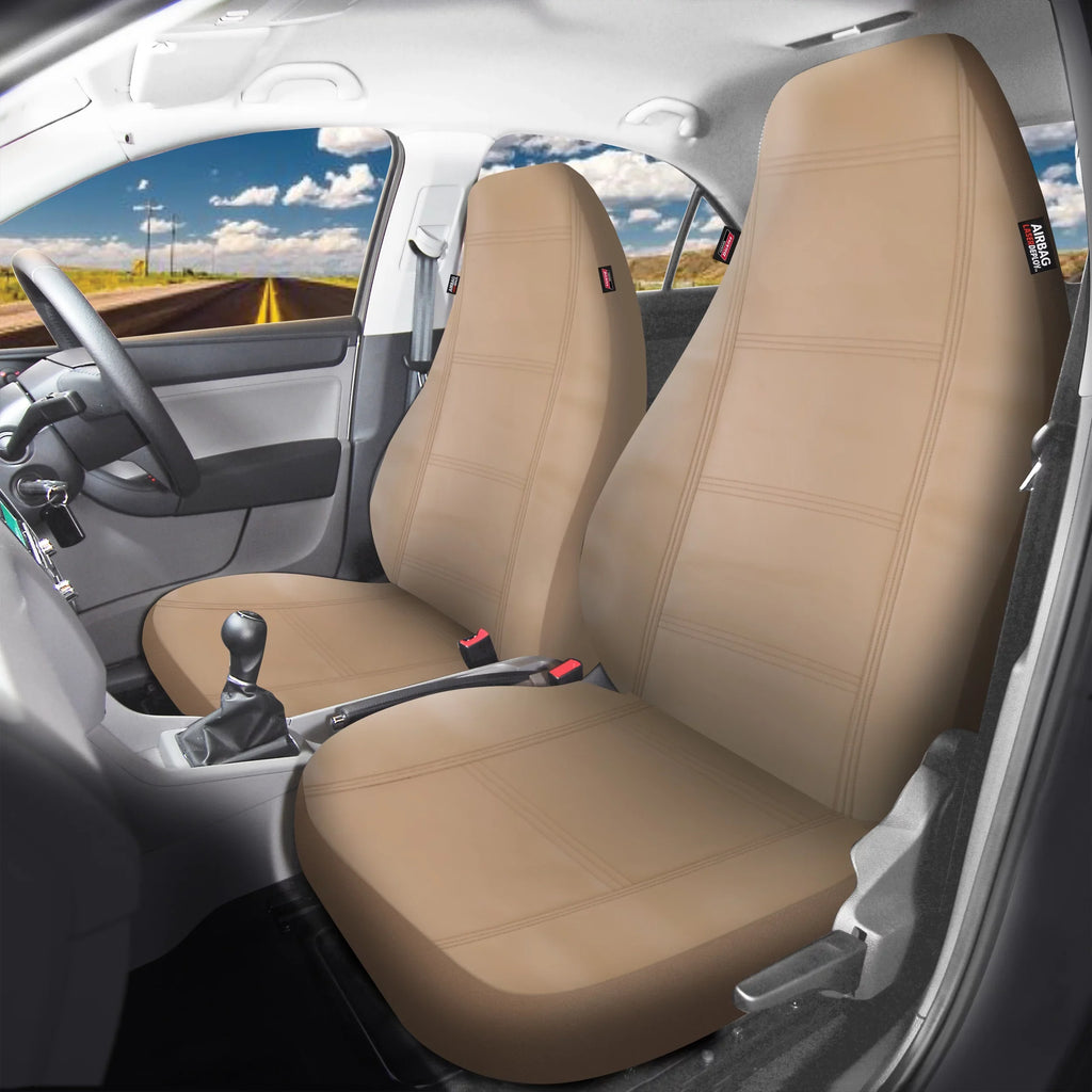 Genuine Dickies 2 Piece Prestige Front Car Seat Covers Vegan Leather Beige, 806514