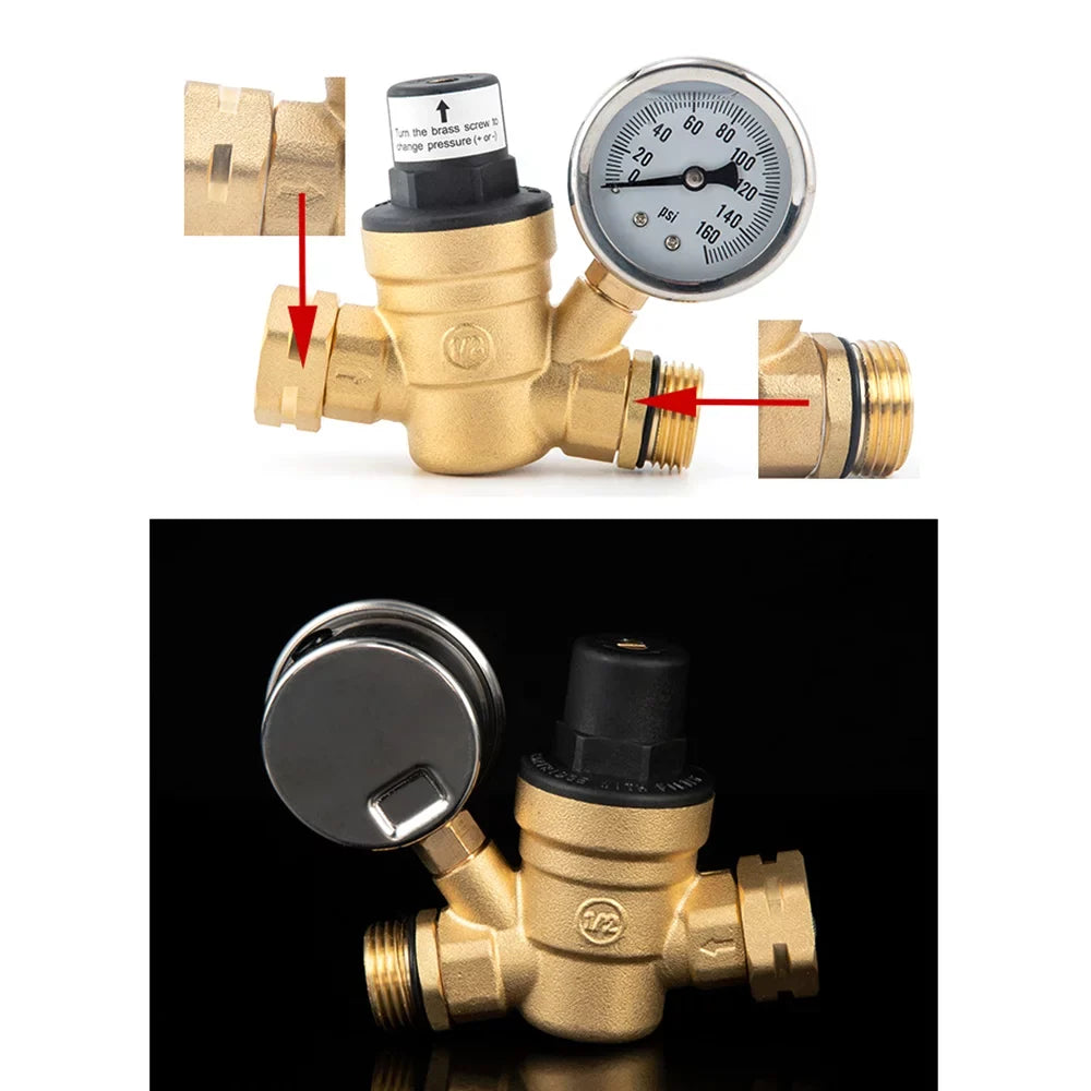 GoolRC Valve,0-160psi And Inlet Reducer With 0-160psi Valve -free Brass Pressure Valve -free Brass Adjustable aqua Screened Filter Rv moisture Pressure With 0-160psi And Pressure Reducer With