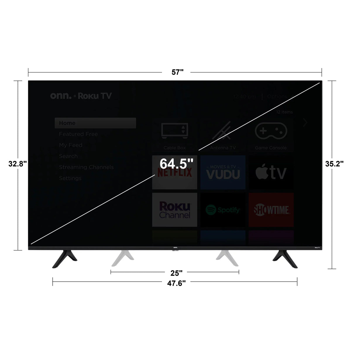 65" Class 4K (2160p) UHD LED Roku Smart TV HDR 100021261. onn
